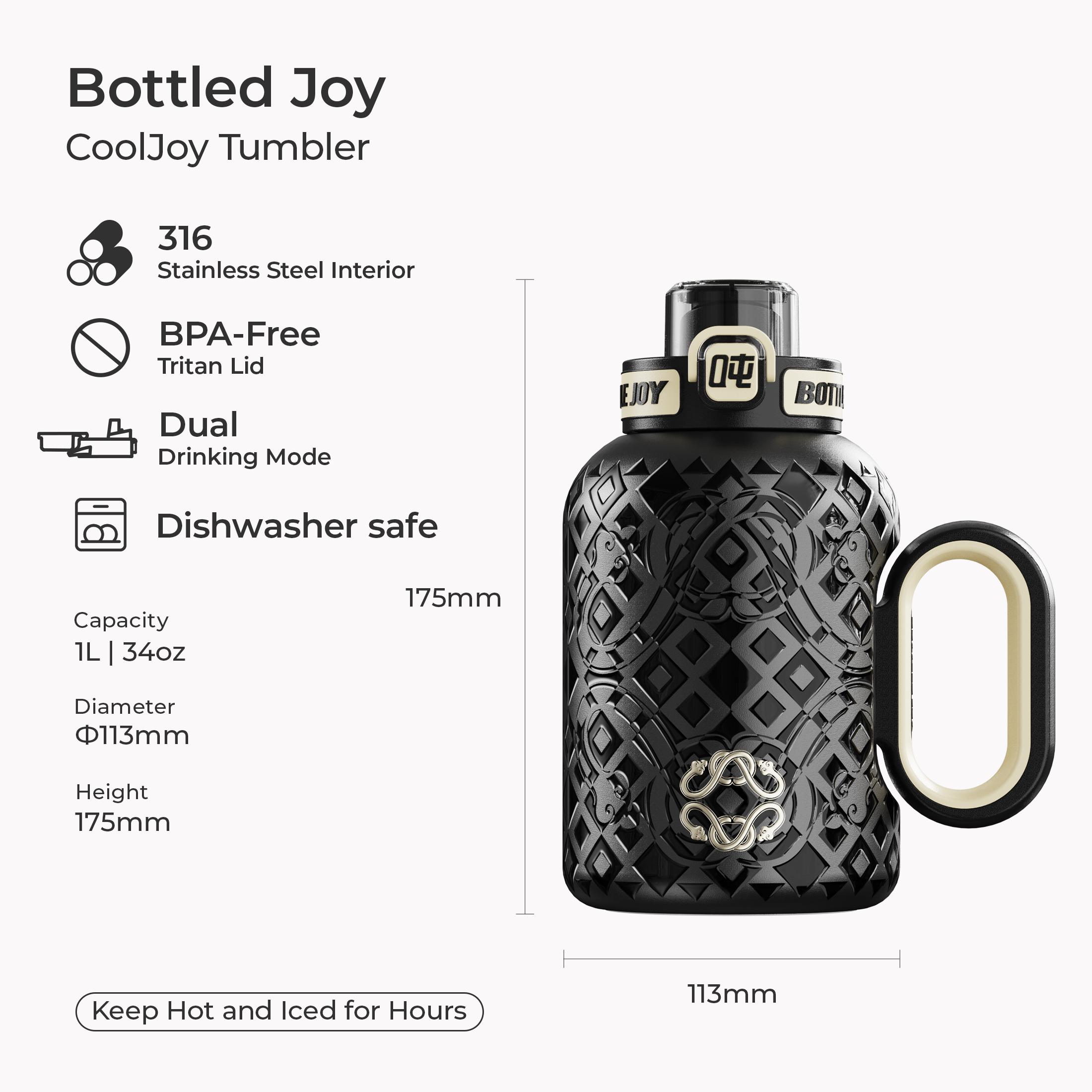 CoolJoy Sport Tumbler 1L - Limited Edition Insulated Sports Bottle | Bottled Joy