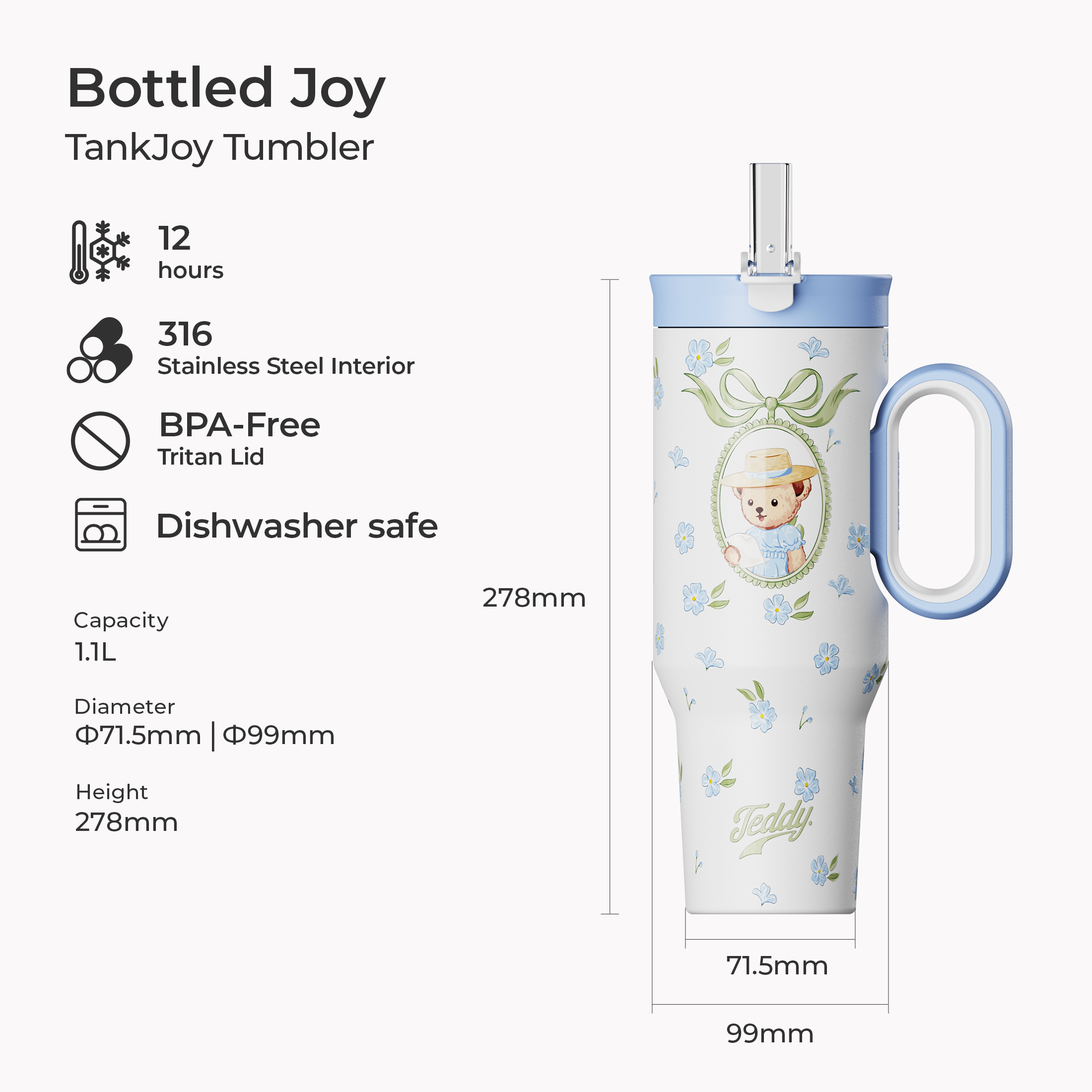 TankJoy Tumbler 1.1L - Limited Edition Insulated Bottle | Bottled Joy