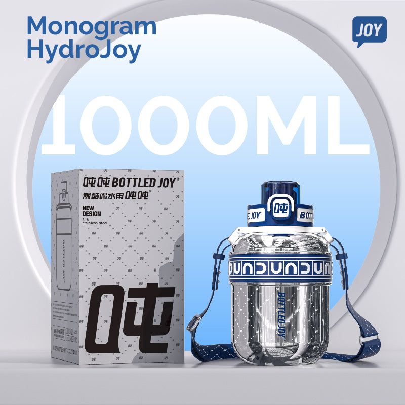HydroJoy Monogram Water Bottle 1L - Insulated Stainless Steel Bottle | Bottled Joy
